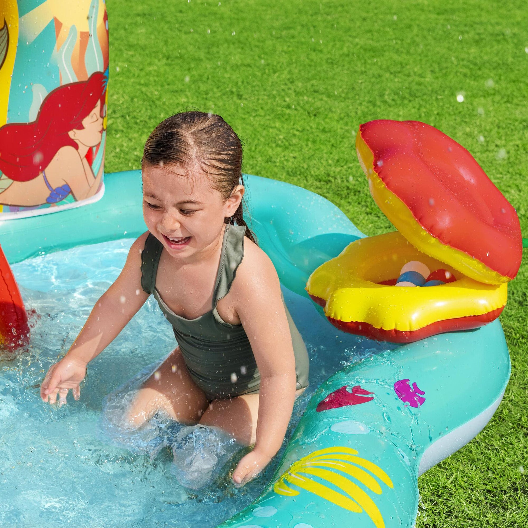 Little Mermaid Inflatable Kids Water Play Center Backyard Activity Pool (Used)