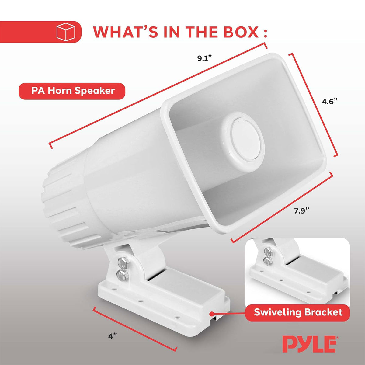Pyle PHSP5 8" 65W 8-Ohm Indoor & Outdoor PA Horn Speaker 65 Watts, White