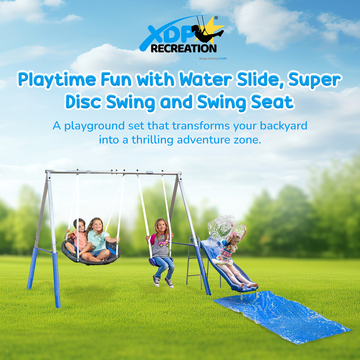 XDP Recreation Playtime w/ Water Slide, Super Disc Swing & Swing Seat (Open Box) - VMInnovations