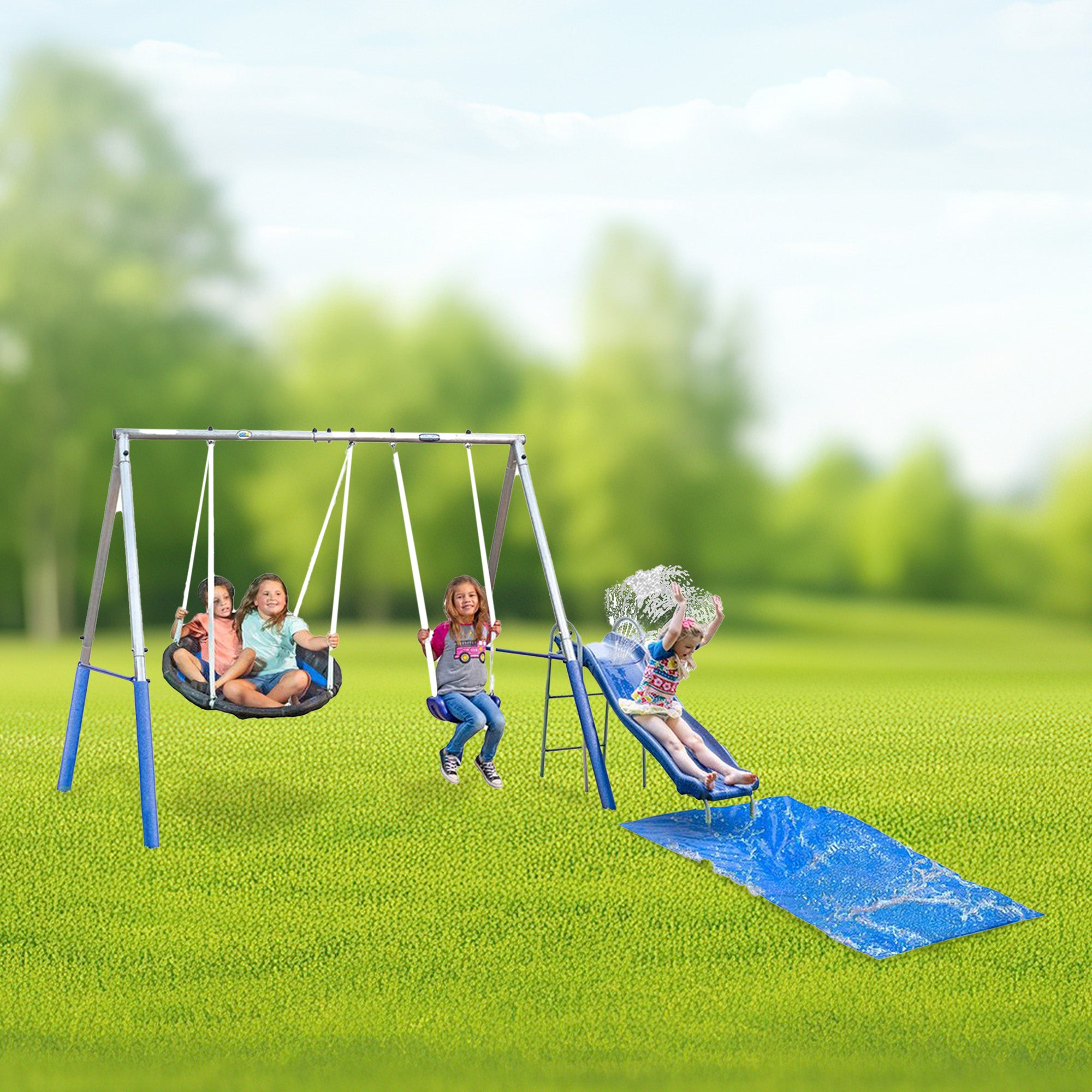 XDP Recreation Playtime w/ Water Slide, Super Disc Swing & Swing Seat (Open Box) - VMInnovations