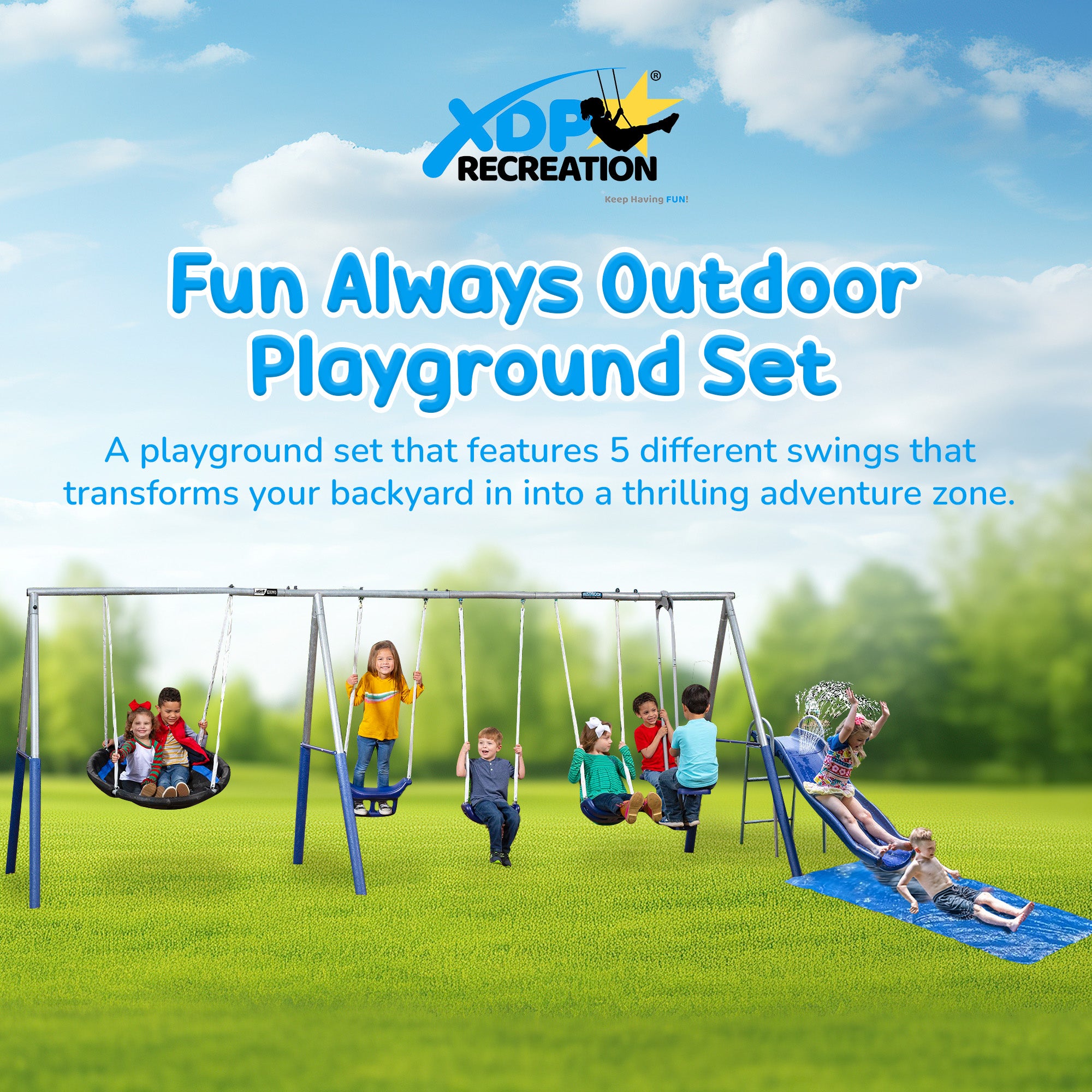 XDP Recreation Fun Always Playground w/Water Slide & Super Disc Swing (Open Box) - VMInnovations