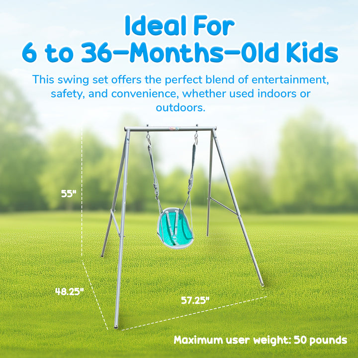 XDP Recreation Sweeng Child Swing with Frame, Portable Backyard Play Set, Aqua - VMInnovations