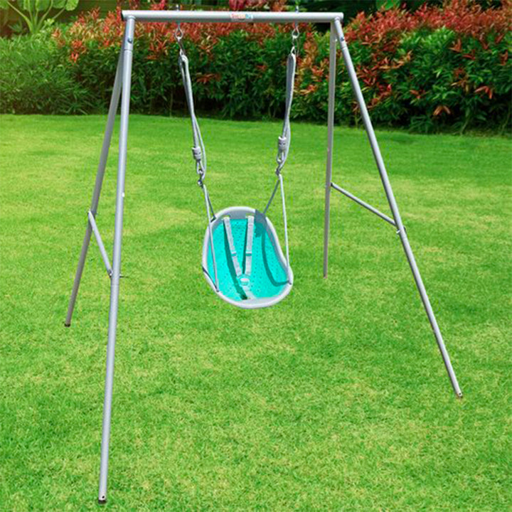 XDP Recreation Sweeng Child Swing with Frame, Portable Backyard Play Set, Aqua - VMInnovations
