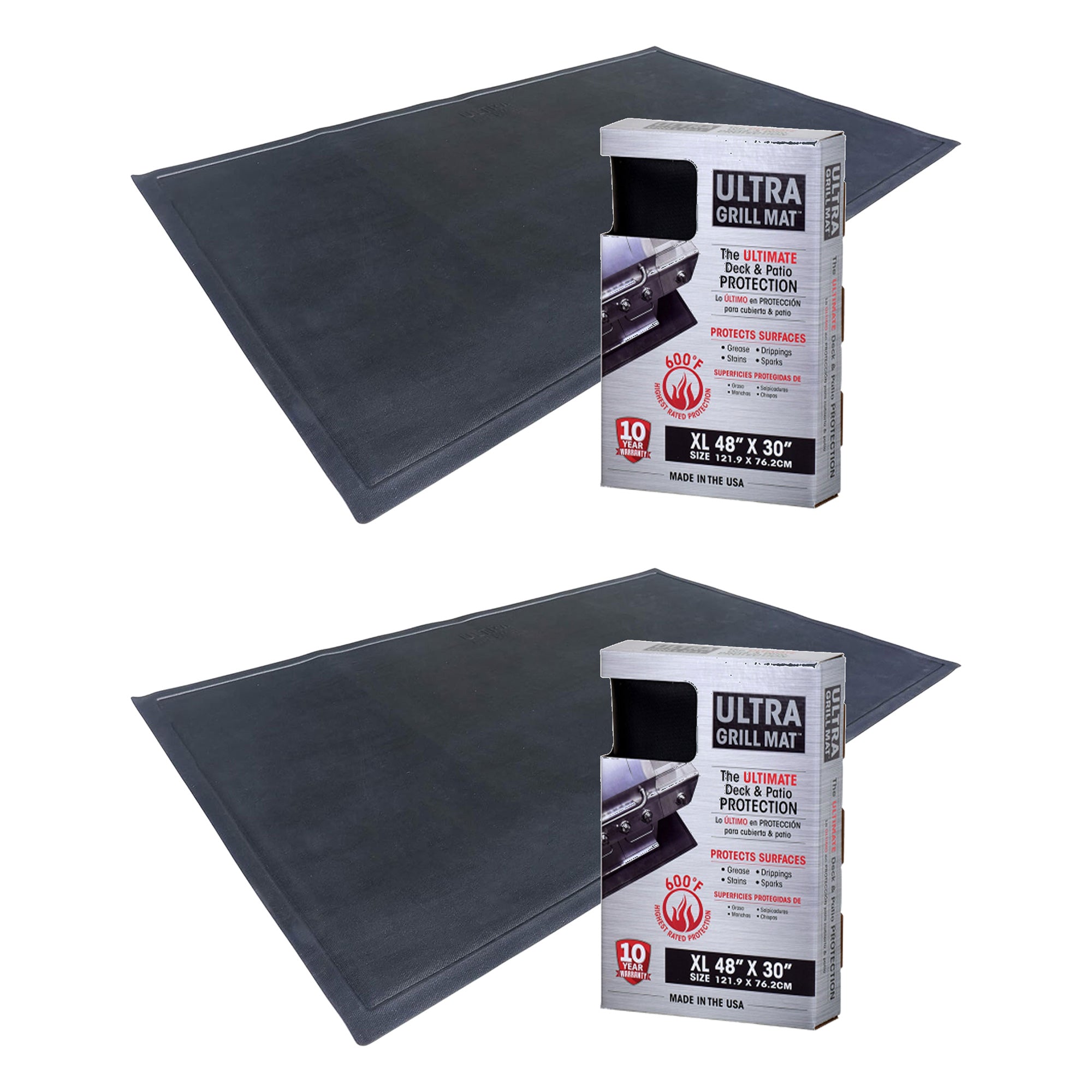 Diversitech 2 Pack Outdoor Gas Grill BBQ and Patio Fire Pit Mat, 48"x30", Black - VMInnovations