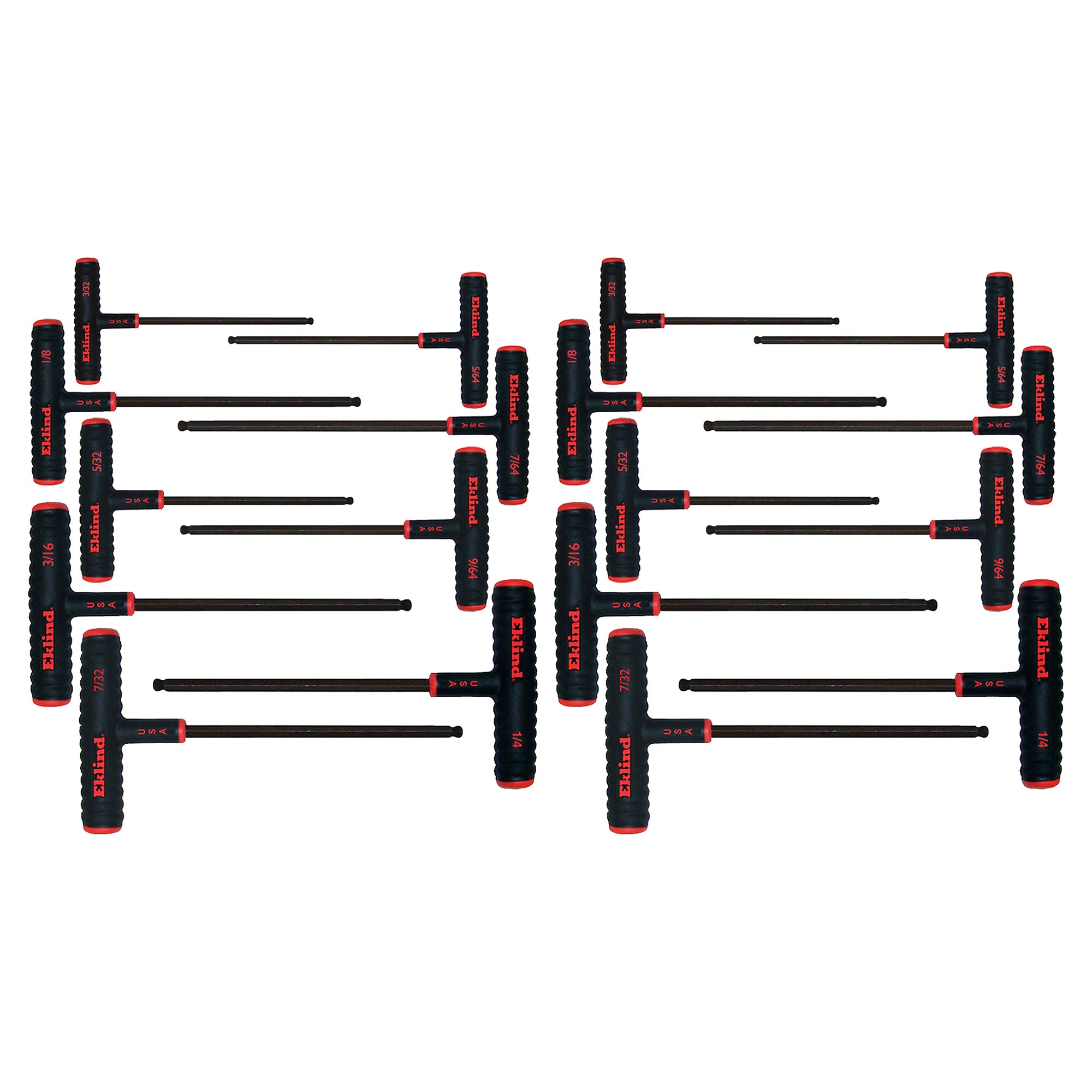 Eklind Tool 2 Pack 9 Pc Set Power T Handle Ball Hex Key Alloy Steel Allen Wrench