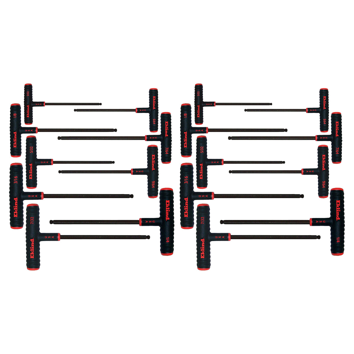 Eklind Tool 2 Pack 9 Pc Set Power T Handle Ball Hex Key Alloy Steel Allen Wrench - VMInnovations