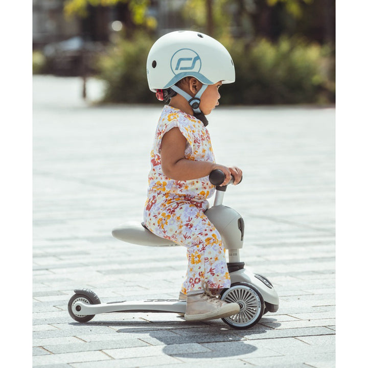 Scoot & Ride Toddler Kids Bike and Scooter Helmet with LED Light, XXS, Ash