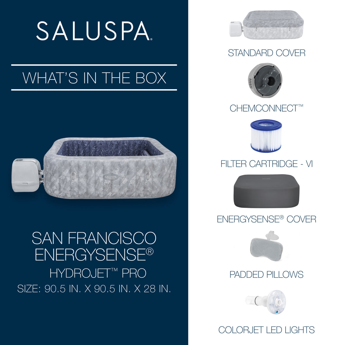 Bestway 5-7 Person San Francisco EnergySense HydroJet Inflatable Spa (Open Box) - VMInnovations