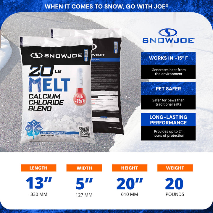 Snow Joe Calcium Chloride Blend Deicer & Snow Removal, 20 Pounds, AZ-20-ESB - VMInnovations