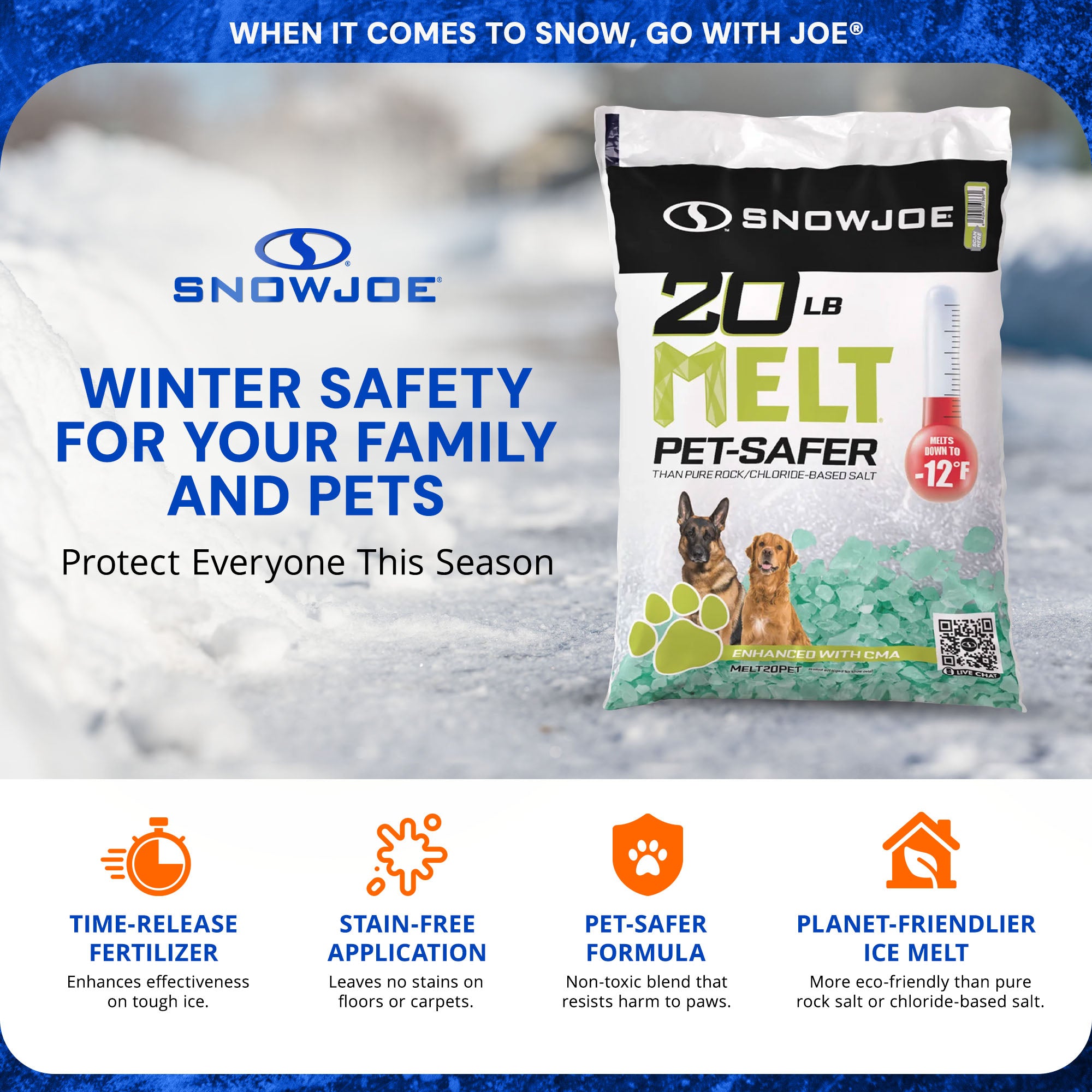 Snow Joe Pet-Safer Ice Melt, Safe for Concrete and Sidewalks, 20 Lbs, AZ-20-PET - VMInnovations