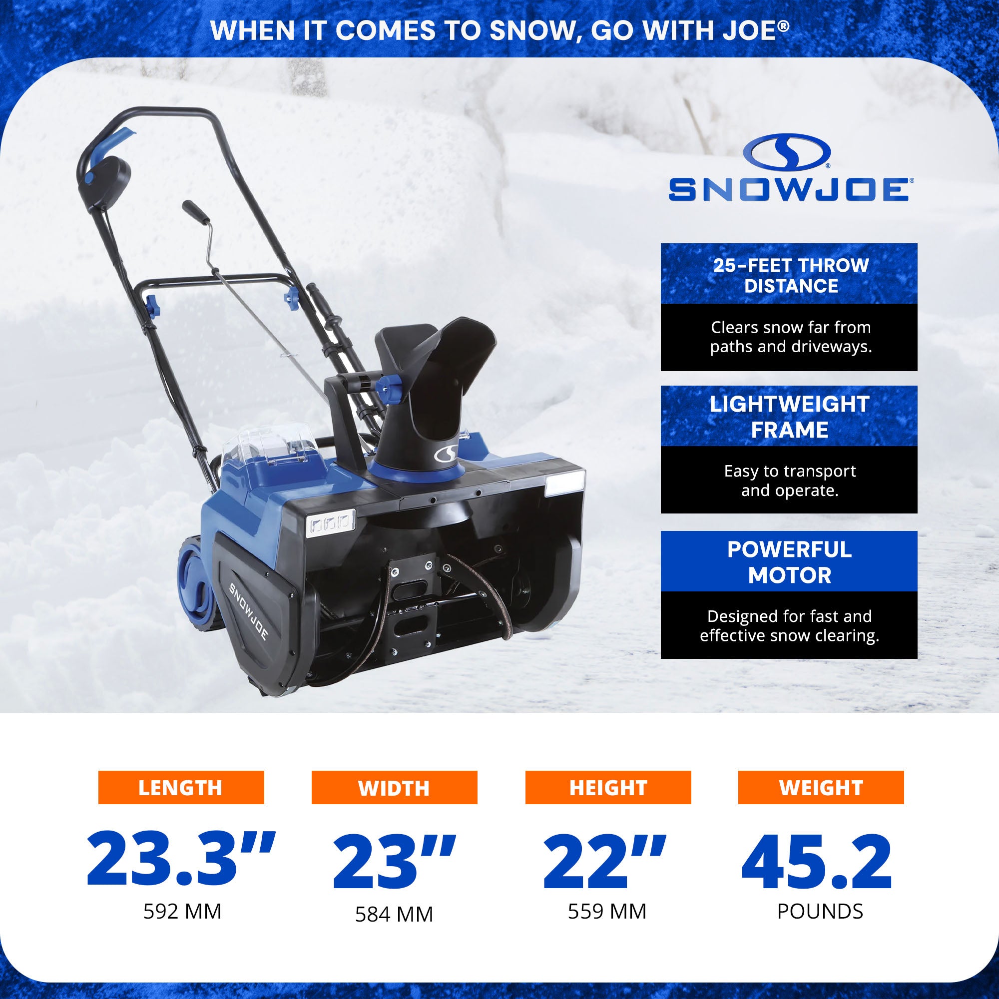 Snow Joe Cordless Snow Blower w/Electric Engine Type, 24 Volts, Blue (For Parts) - VMInnovations