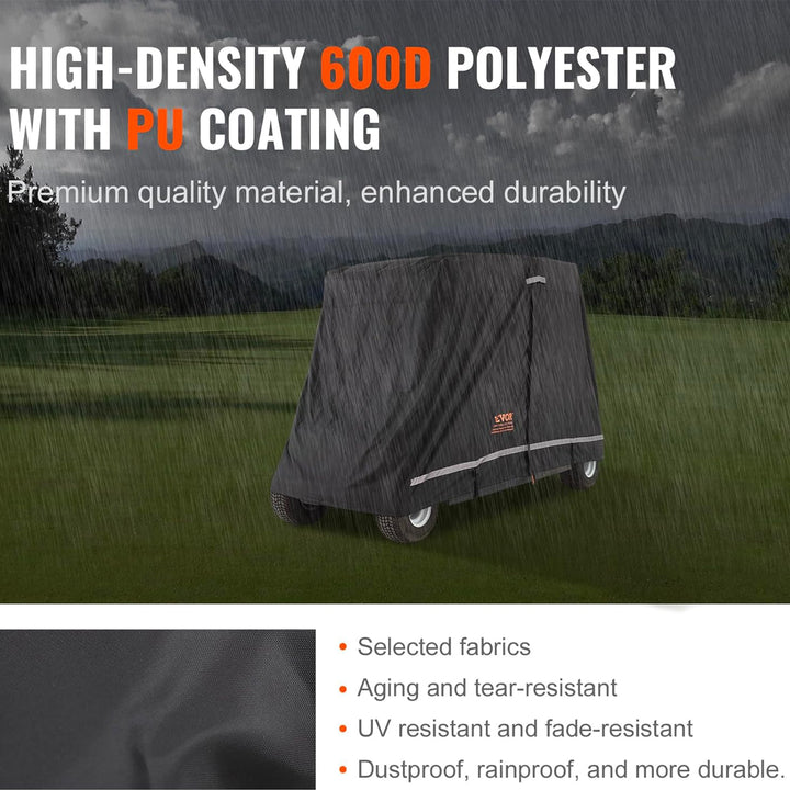 VEVOR Waterproof 4-Passenger Golf Cart Cover, Rain Enclosure w/ Carry Bag, Black - VMInnovations