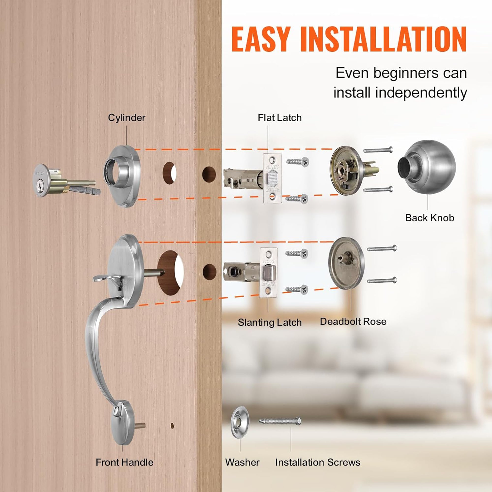 VEVOR Front Door Handle and Deadbolt Set for Right and Left Handed Entrance - VMInnovations
