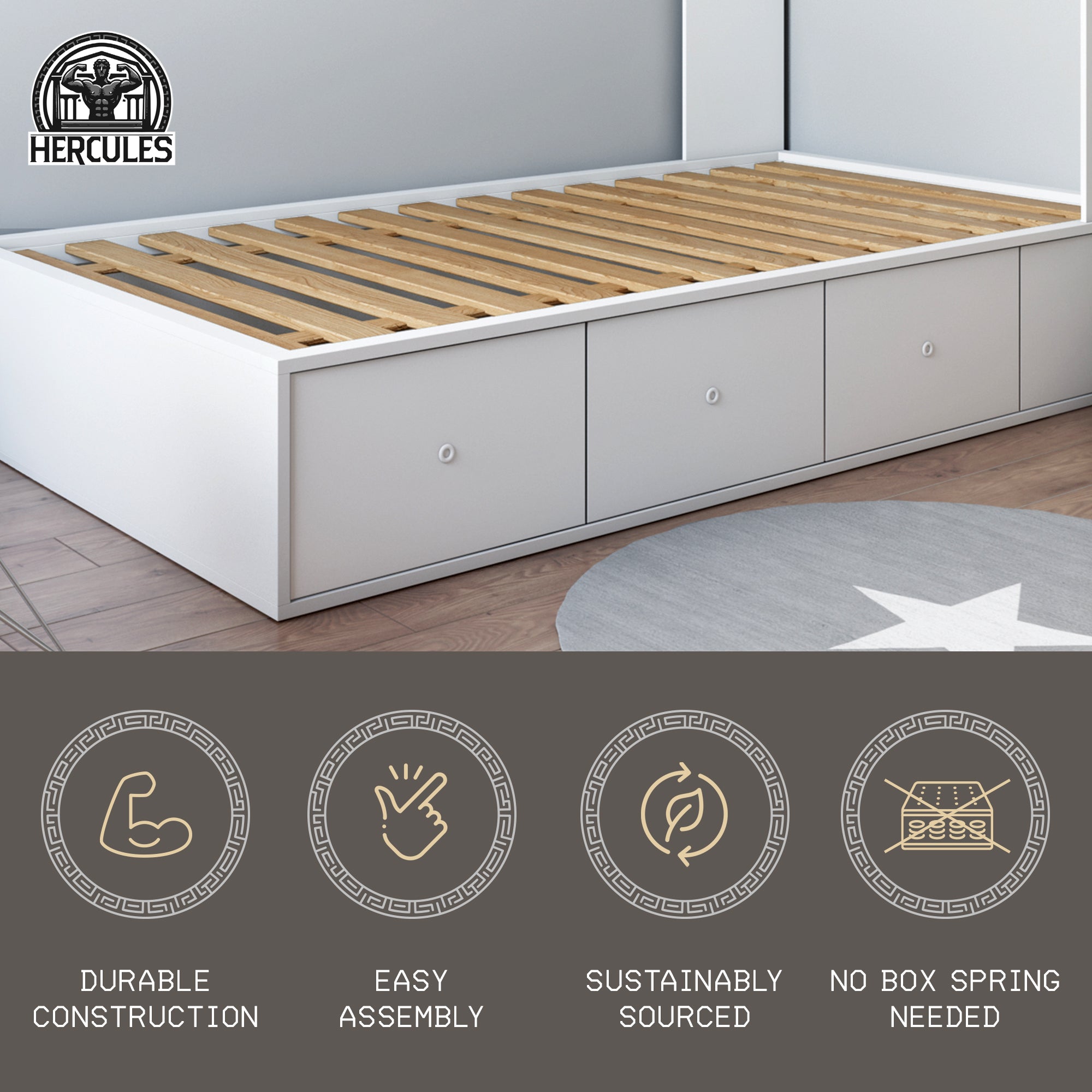 Hercules Xtreme Heavy-Duty Solid Pine Wood Bed Slats Bunkie Board (Used)