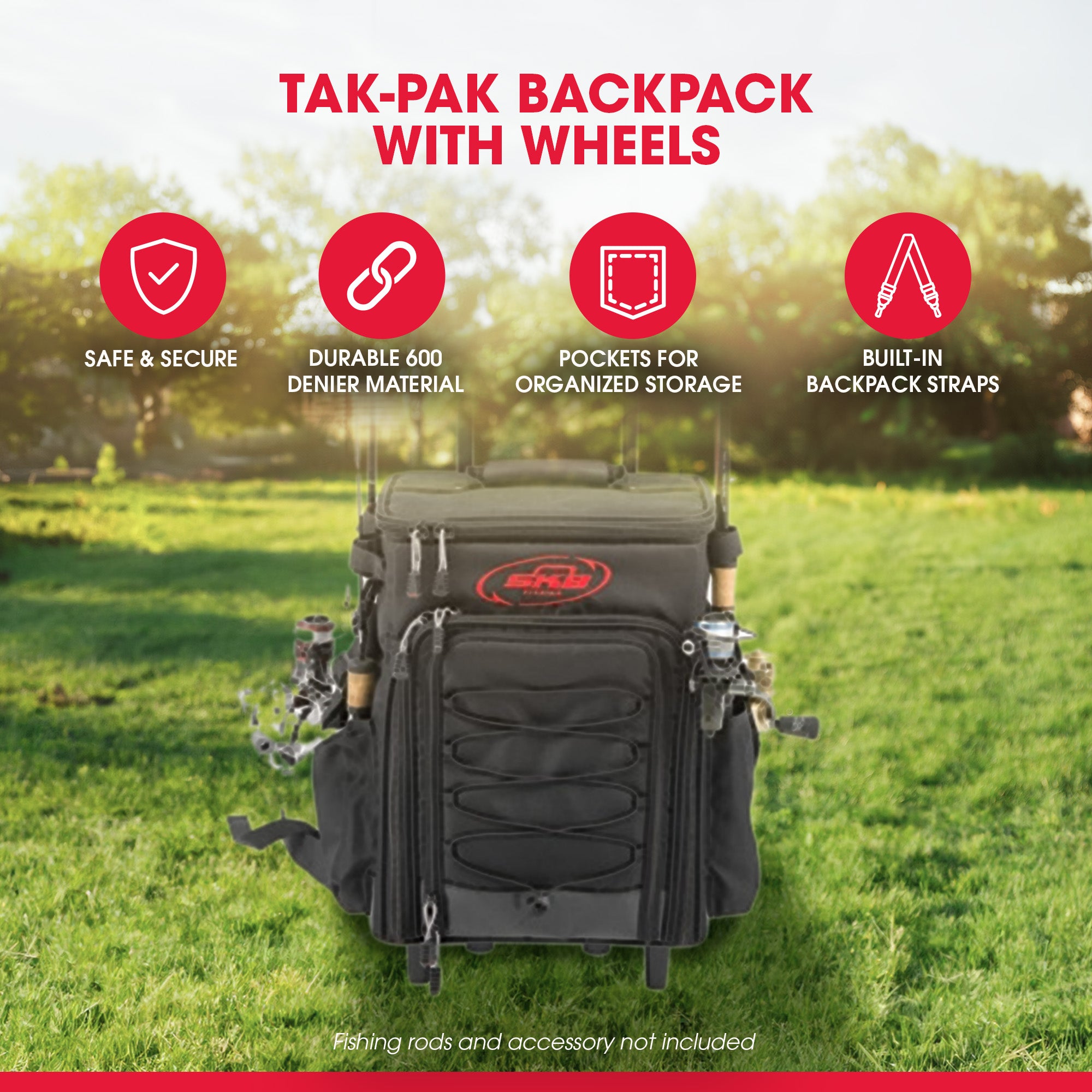 SKB Tak-Pak Backpack with Wheels, Removable Straps, and Retractable Pull Handle - VMInnovations