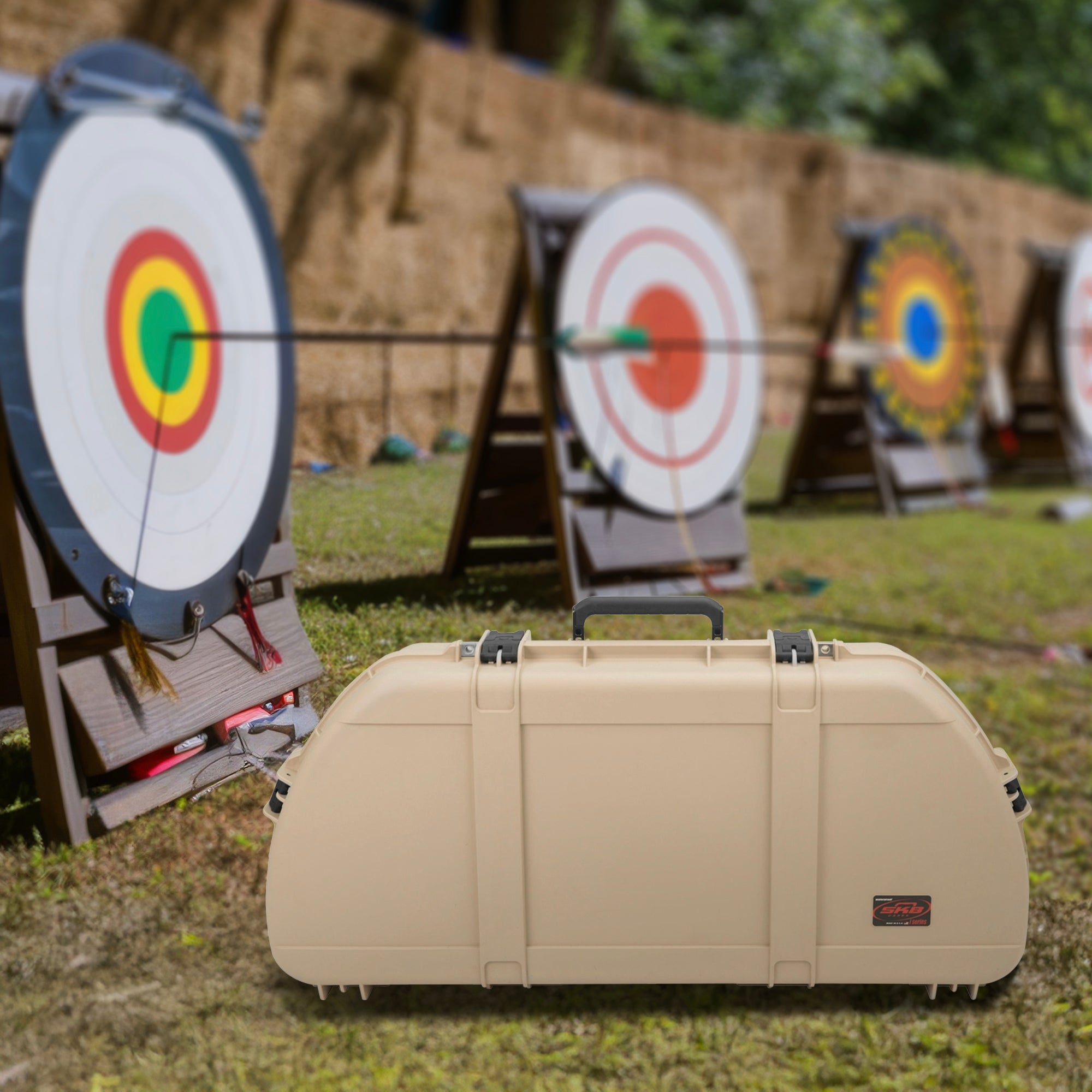 SKB Hard Protective Storage Case, Archery Bow & Arrow Shaped Case, Tan(Open Box)