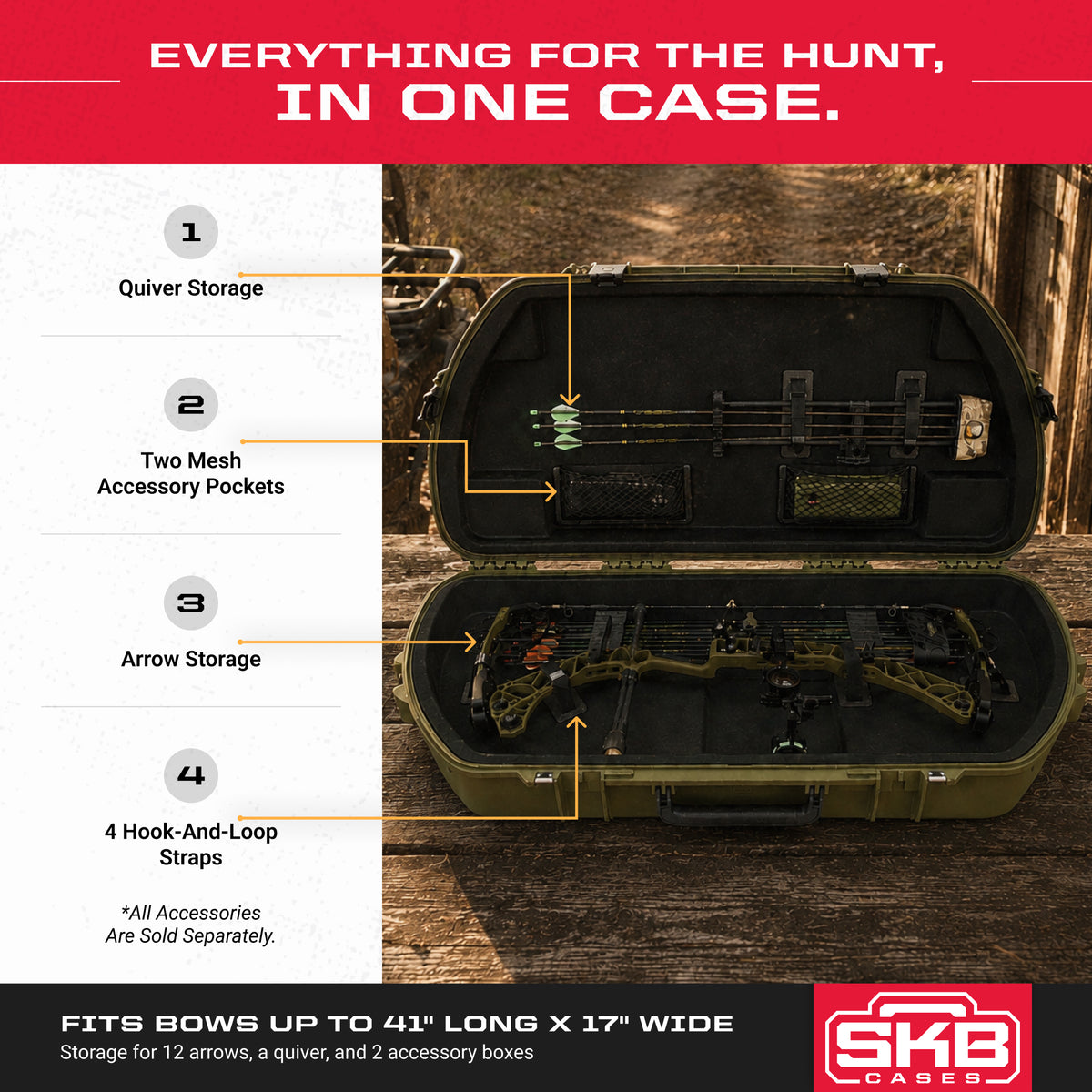 SKB Hard Protective Storage Case, Archery Bow & Arrow iSeries Shaped Case, Green - VMInnovations