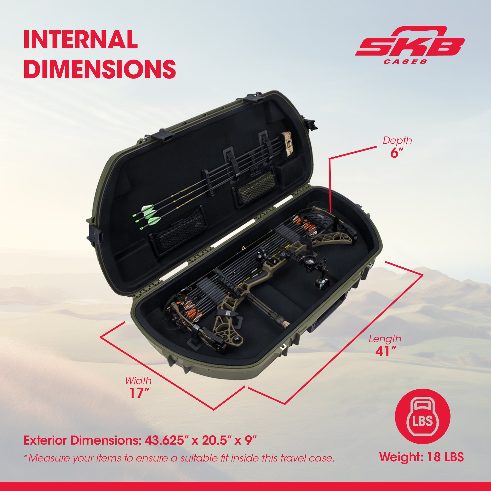 SKB Hard Protective Storage Case, Archery Bow & Arrow iSeries Shaped Case, Green - VMInnovations