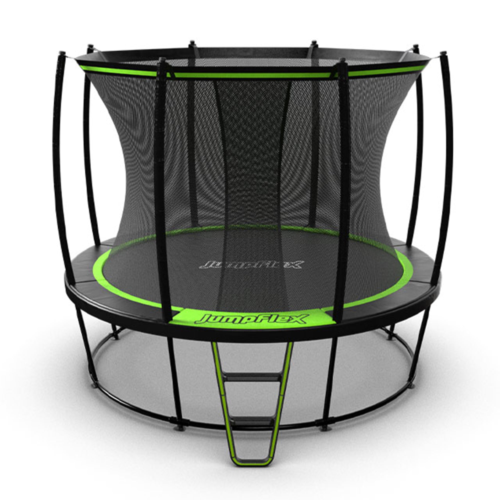 JumpFlex HERO 10' Trampoline for Kids Outdoor Play Equipment with Net and Ladder - VMInnovations