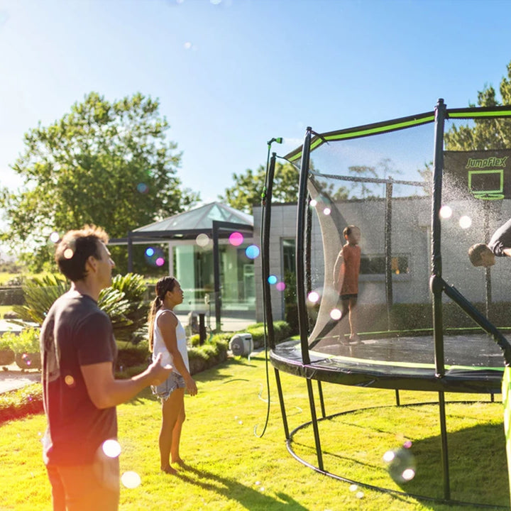 JumpFlex HERO 10' Trampoline for Kids Outdoor Play Equipment with Net and Ladder - VMInnovations