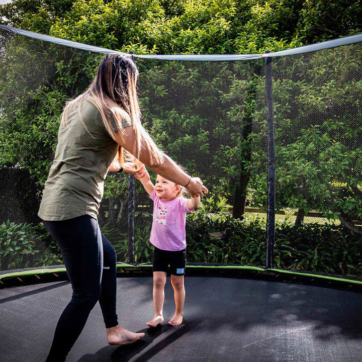 JumpFlex HERO 10' Trampoline for Kids Outdoor Play Equipment with Net and Ladder - VMInnovations
