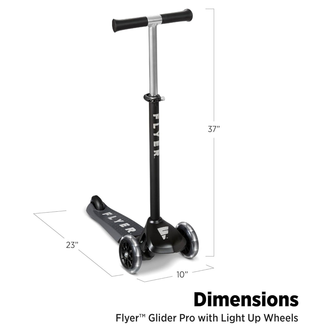 Radio Flyer Kids Scooter, Flyer Glider Pro Ride On Toy w/ Light Up Wheels, Black - VMInnovations