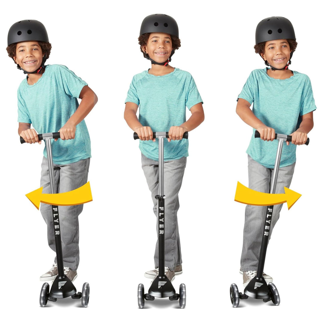 Radio Flyer Kids Scooter, Flyer Glider Pro Ride On Toy w/ Light Up Wheels, Black - VMInnovations