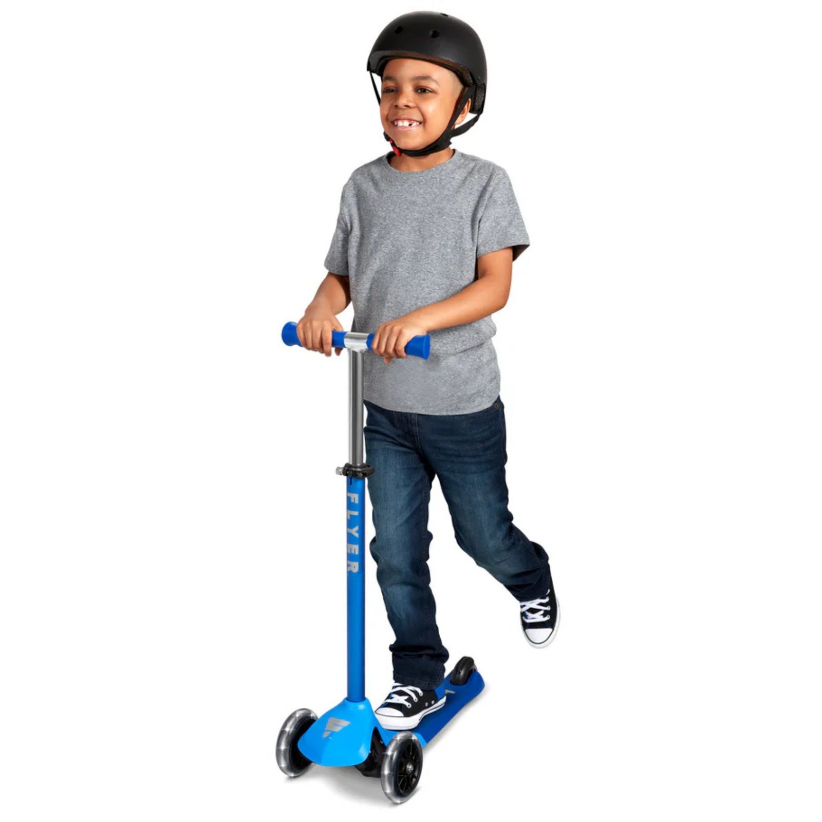 Radio Flyer Kids Scooter, Flyer Glider Pro Ride On Toy w/ Light Up Wheels, Blue - VMInnovations