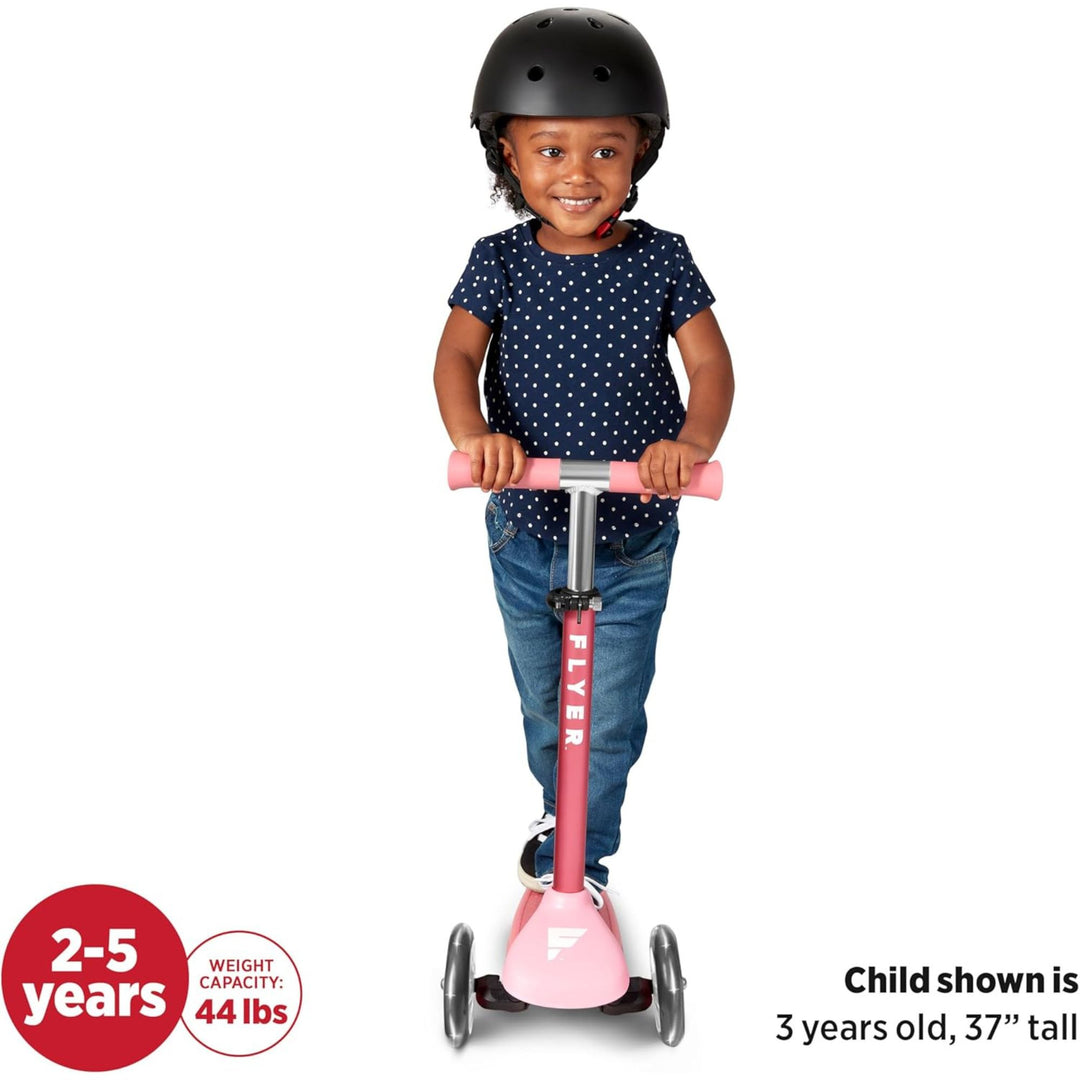 Radio Flyer Kids Toddler Flyer Glider Jr. Ride On Toy w/ Light Up Wheels, Pink - VMInnovations