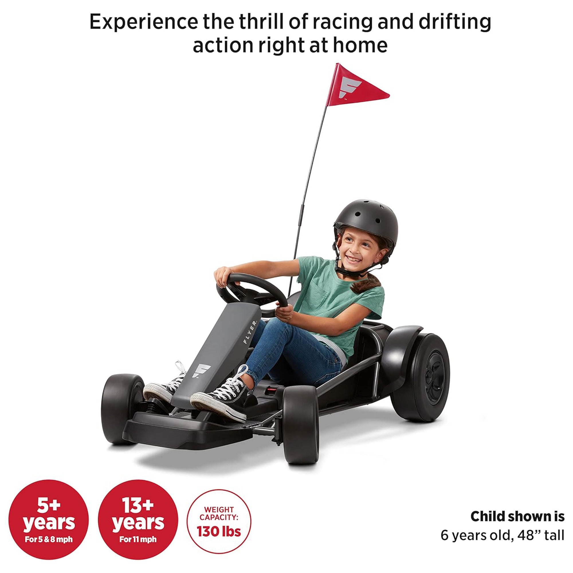 Radio Flyer 36V Battery-Powered Kids Electric Go-Kart, Grey (Open Box)