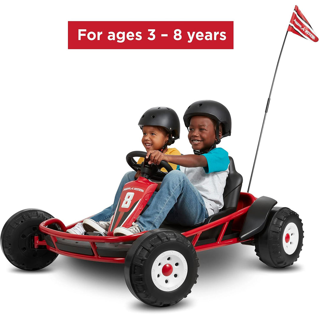 Radio Flyer Ultimate 24 Volt Electric Go-Kart for Kids Ages 3-8, 2-Seater, Red - VMInnovations