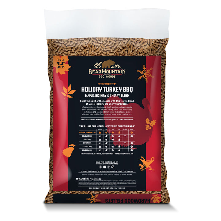 Bear Mountain BBQ Holiday Turkey Blend Maple, Hickory, & Cherry Pellets, 20 lbs - VMInnovations