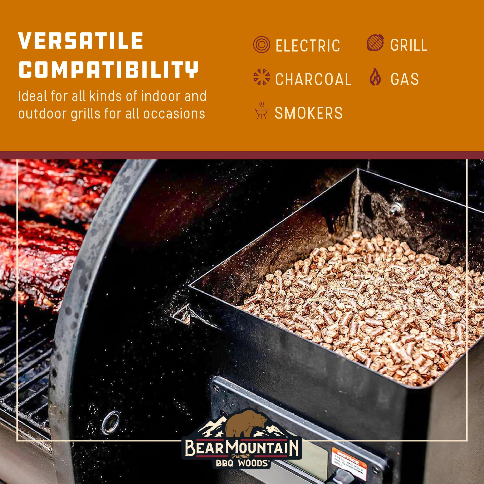 Bear Mountain Tailgating BBQ, Hickory, Cherry, Oak, and Maple Blend, 20 Pounds - VMInnovations