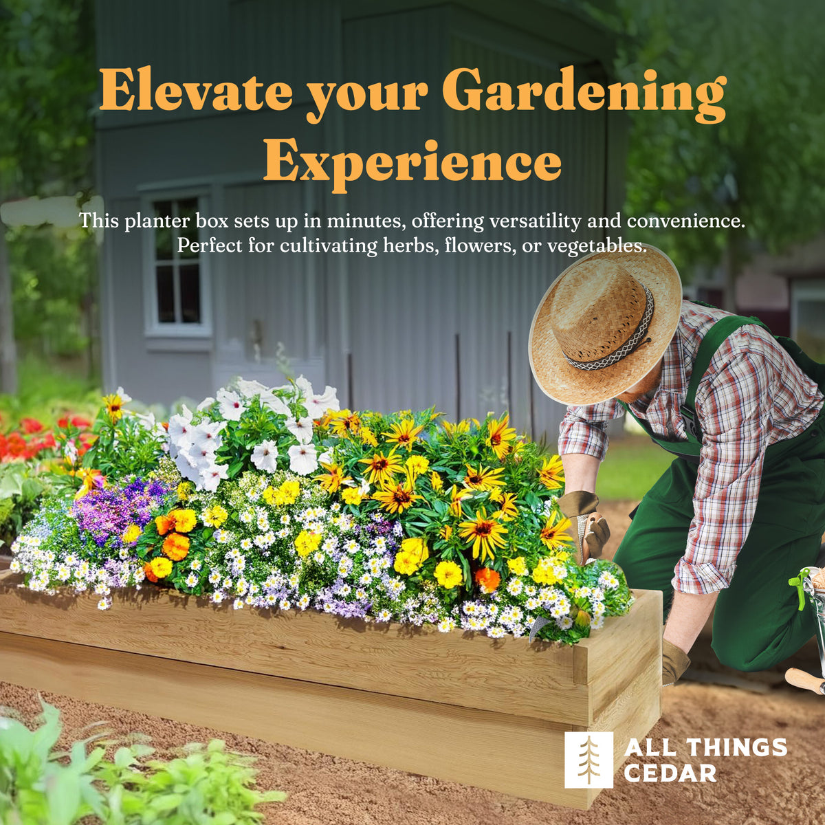 All Things Cedar 6x2 Ft Elevated Garden Box Stackable/ Expandable(Open Box) - VMInnovations