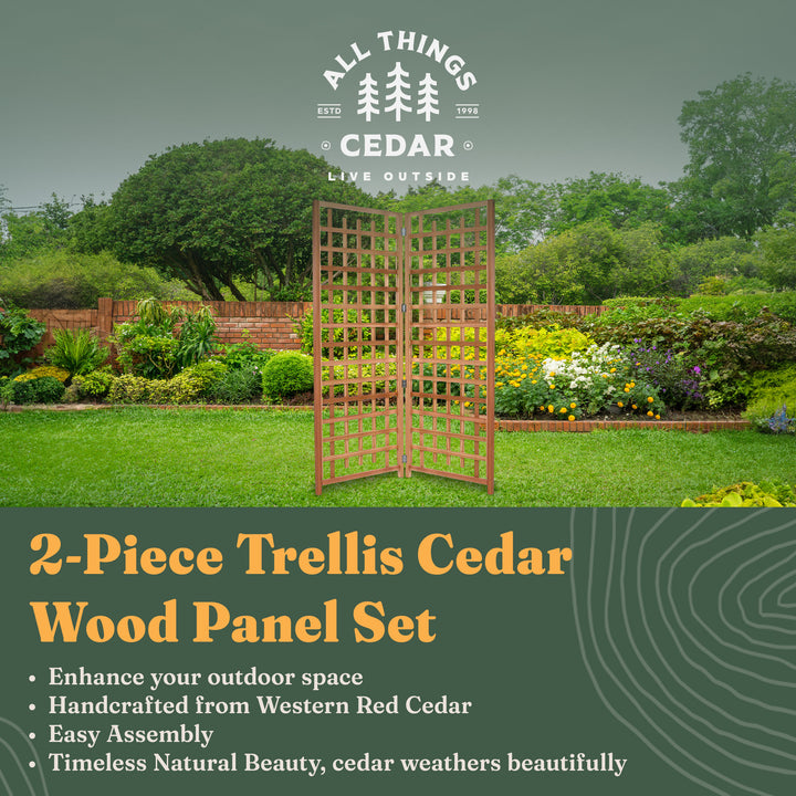 All Things Cedar 2-Piece Outdoor Single Trellis Handcrafted for Climbing Plants