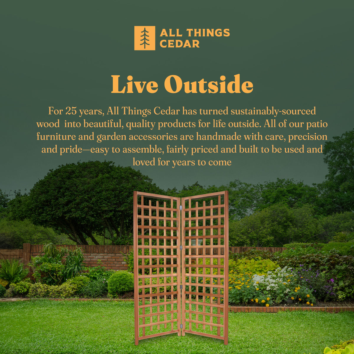 All Things Cedar 2-Piece Outdoor Single Trellis for Climbing Plants (Open Box) - VMInnovations