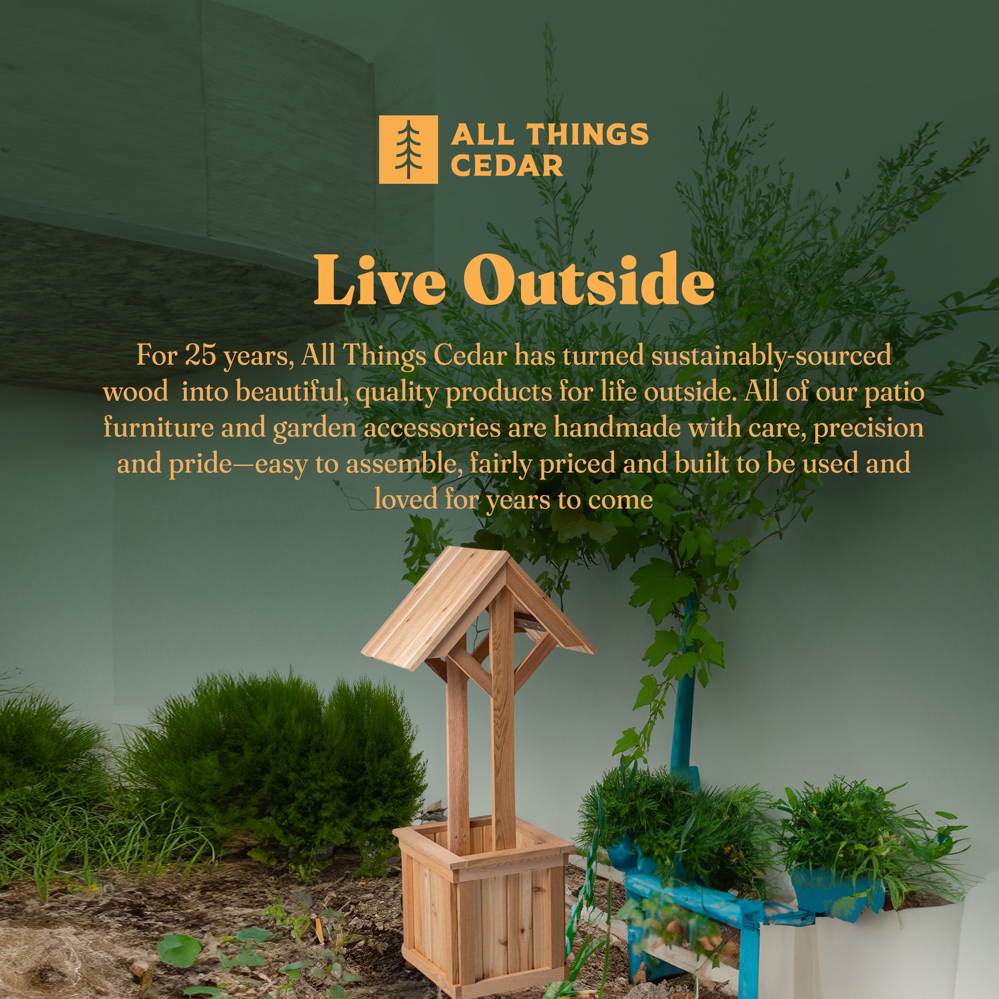 All Things Cedar 4-Ft Outdoor Wishing Well Planter Box for Flowers and Plants - VMInnovations