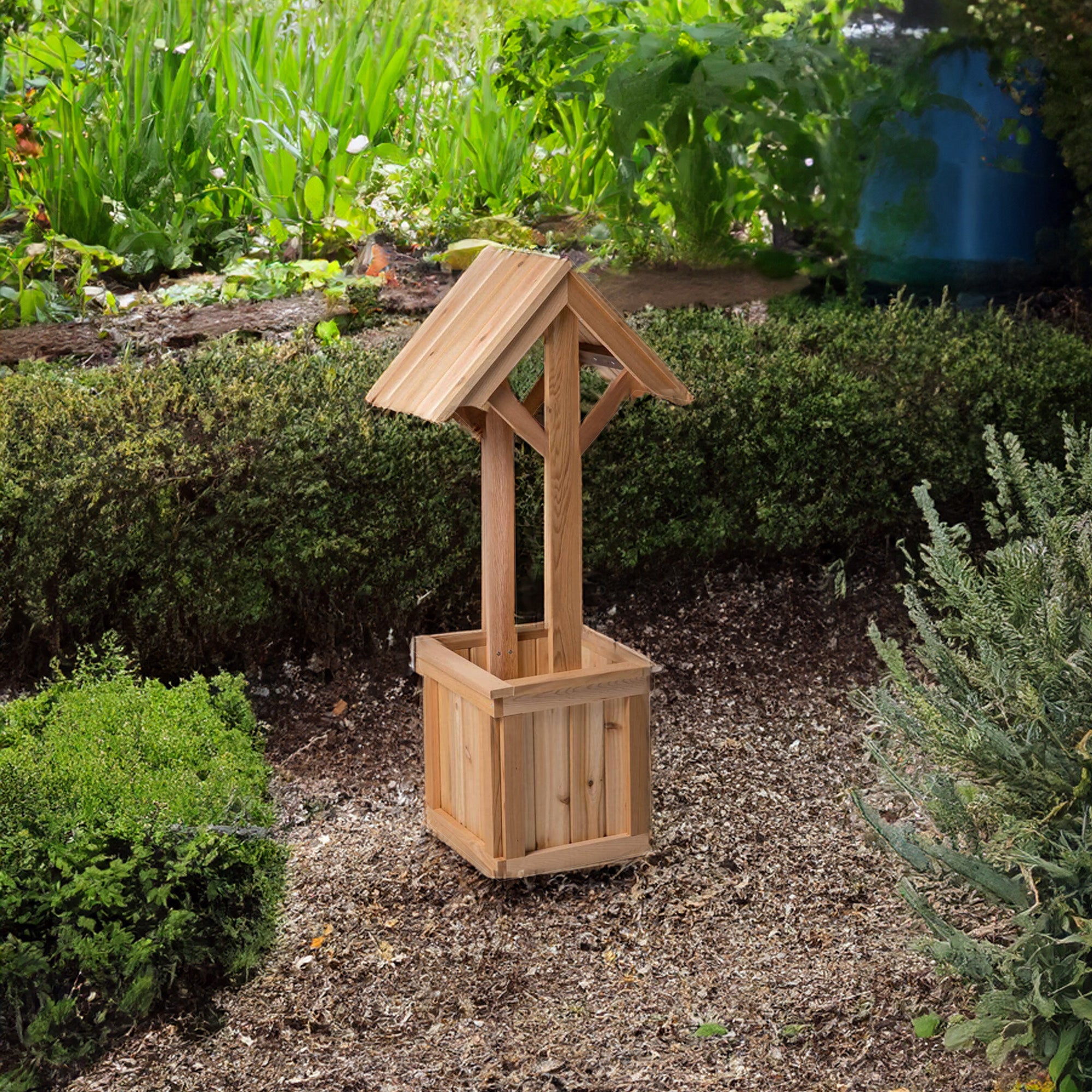 All Things Cedar 4-Ft Outdoor Wishing Well Planter Box for Flowers and Plants - VMInnovations