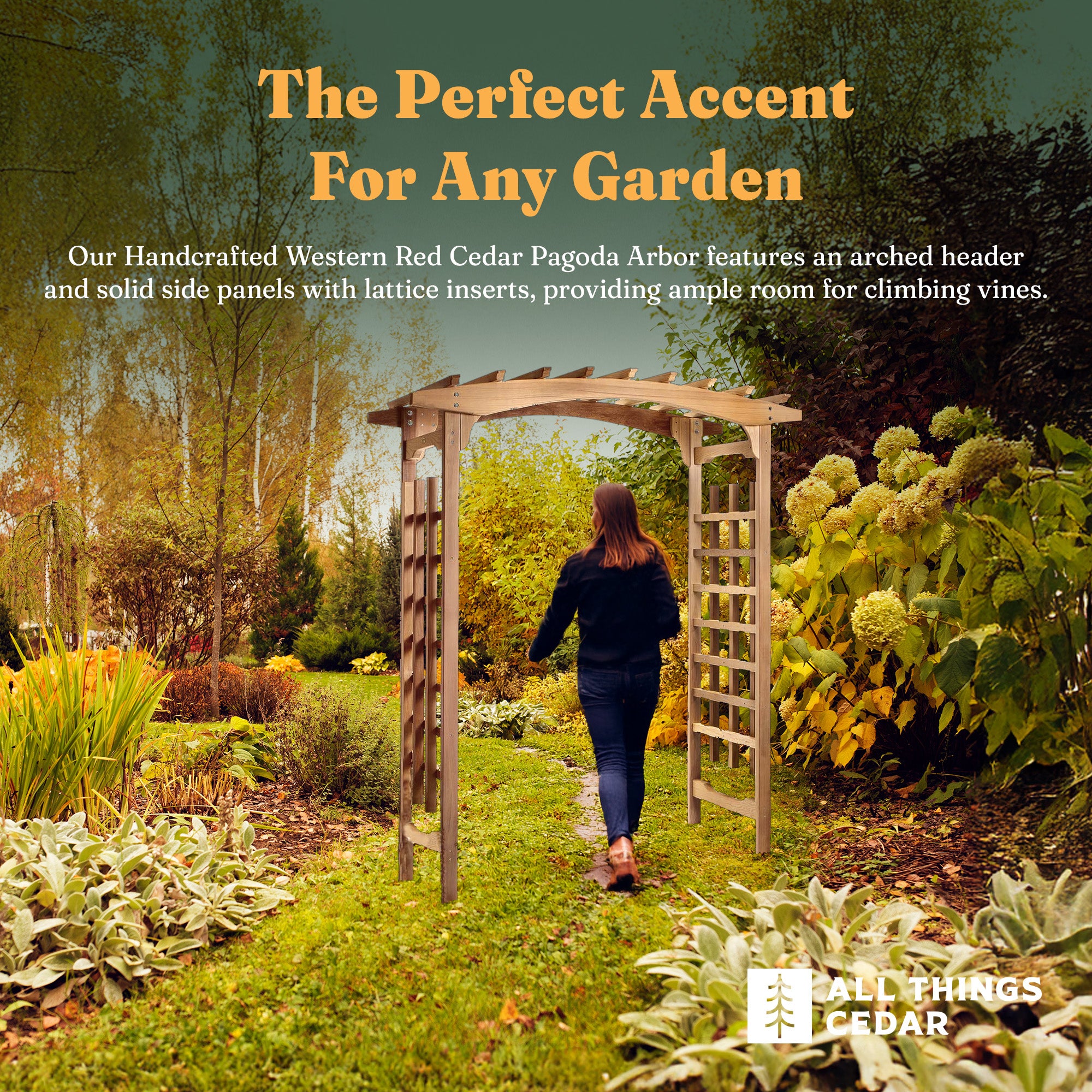 DON NOT USE -All Things Cedar PA96 Backyard Garden Wooden Traditional Archway Pagoda Arbor