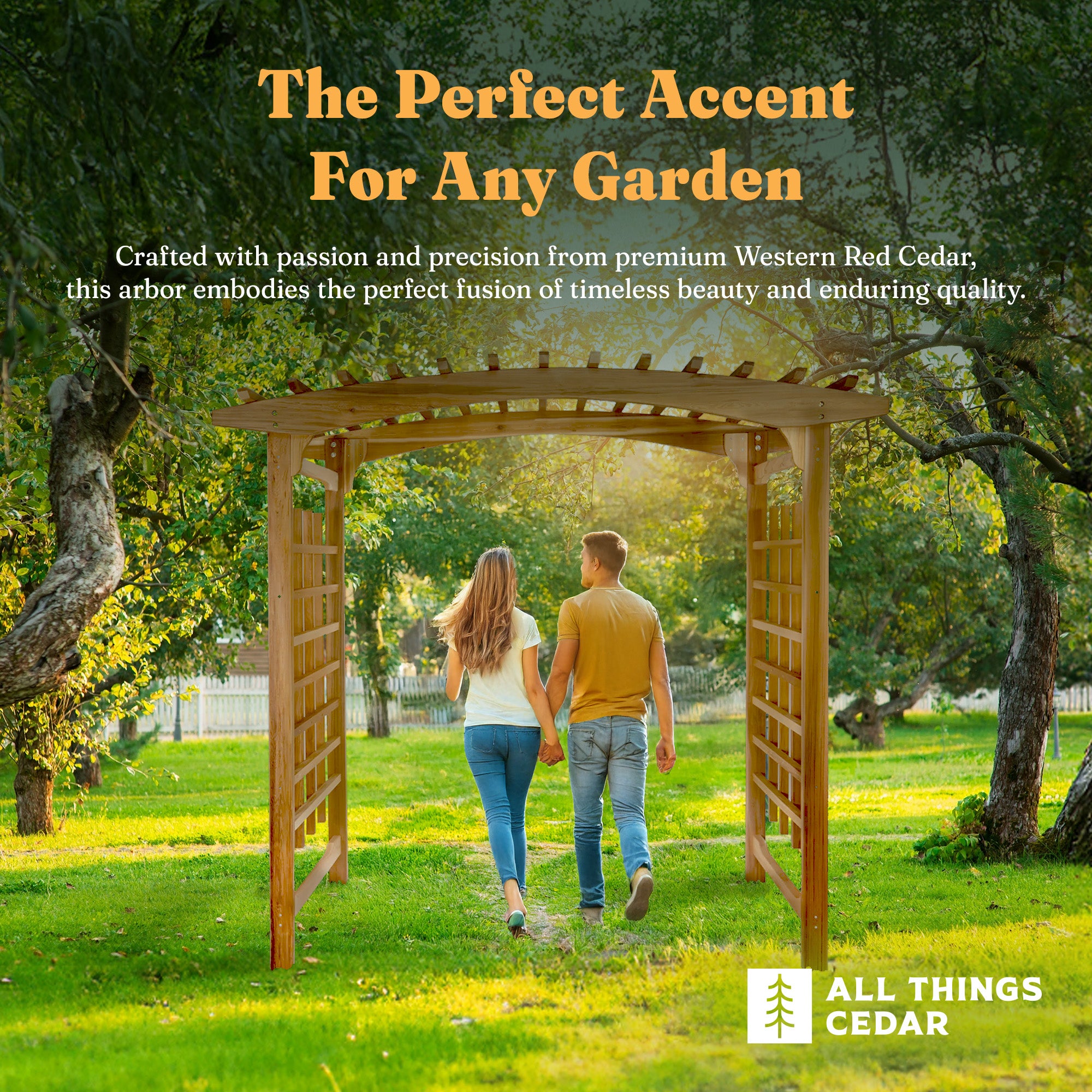 All Things Cedar 8-Foot Pagoda Arbor Garden Arch Trellis for Climbing Plants - VMInnovations