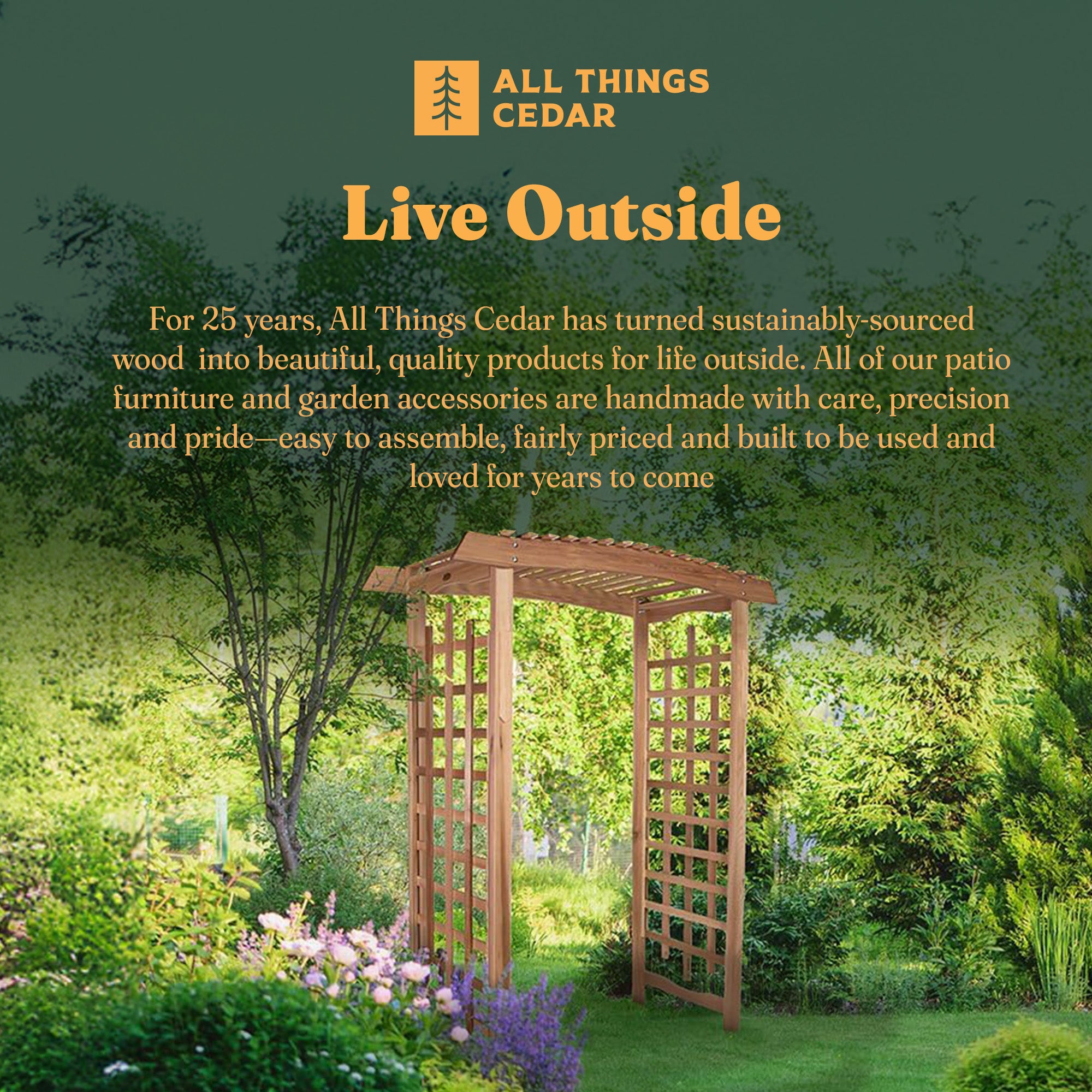 All Things Cedar 8-Foot Pagoda Arbor Garden Arch Trellis for Climbing Plants - VMInnovations