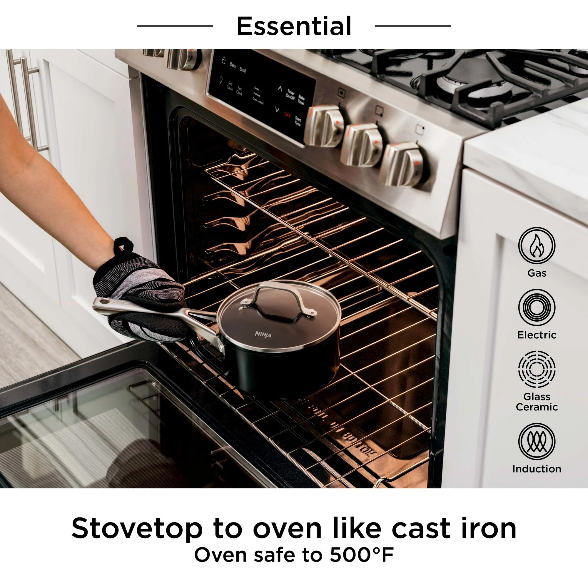 Ninja Foodi 2.5 Qt Saucepan w/ Glass Lid, Nonstick, Oven Safe, Black (Open Box) - VMInnovations