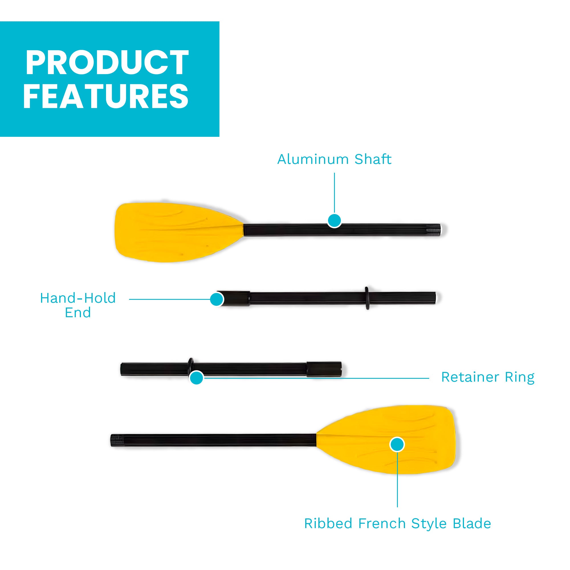 Intex Set of 48" Paddles Plastic Ribbed French Oars for Inflatable Boat (Pair) - VMInnovations