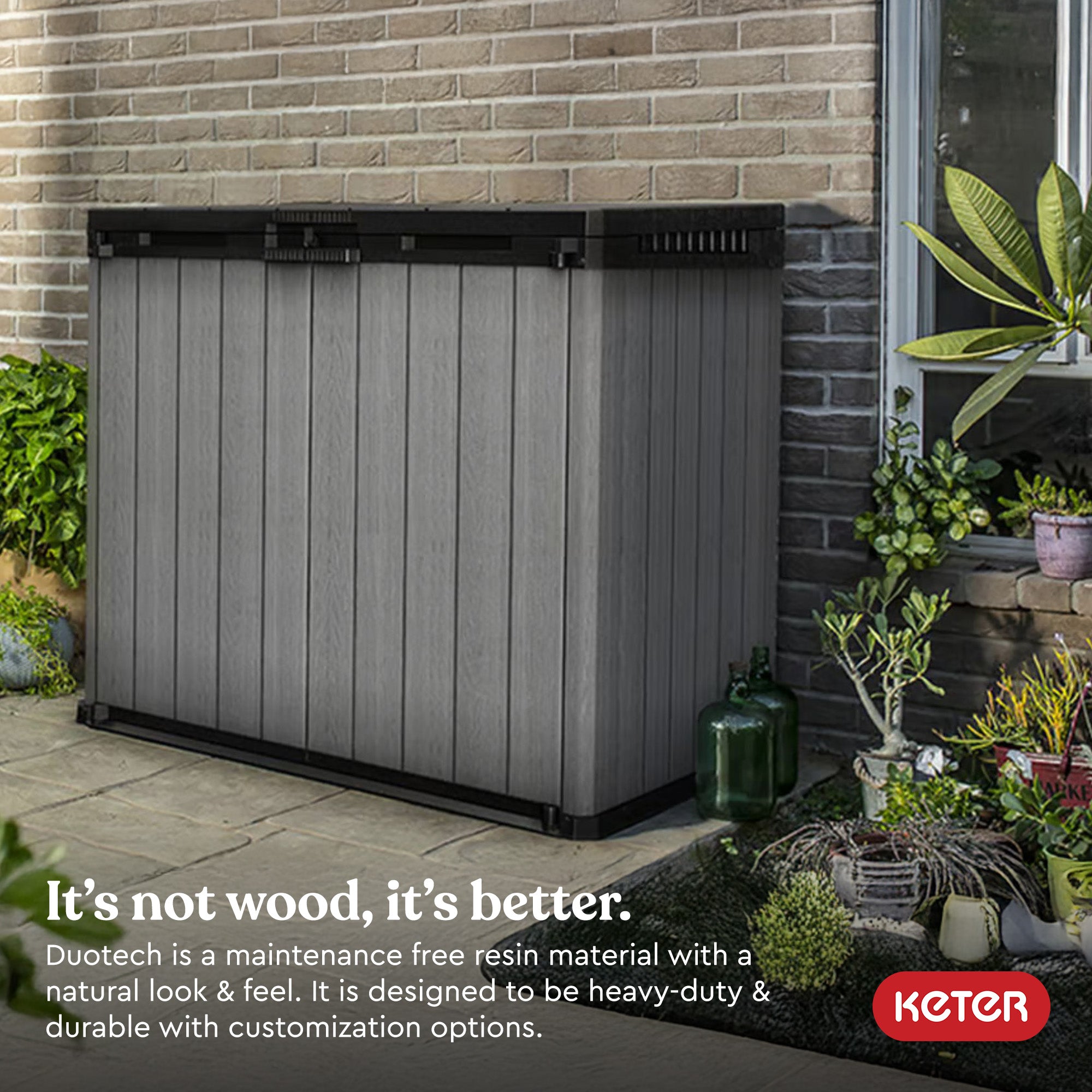 Keter Outdoor Storage Shed, Durable Resin, Compact, Darwin, Grey (Open Box) - VMInnovations