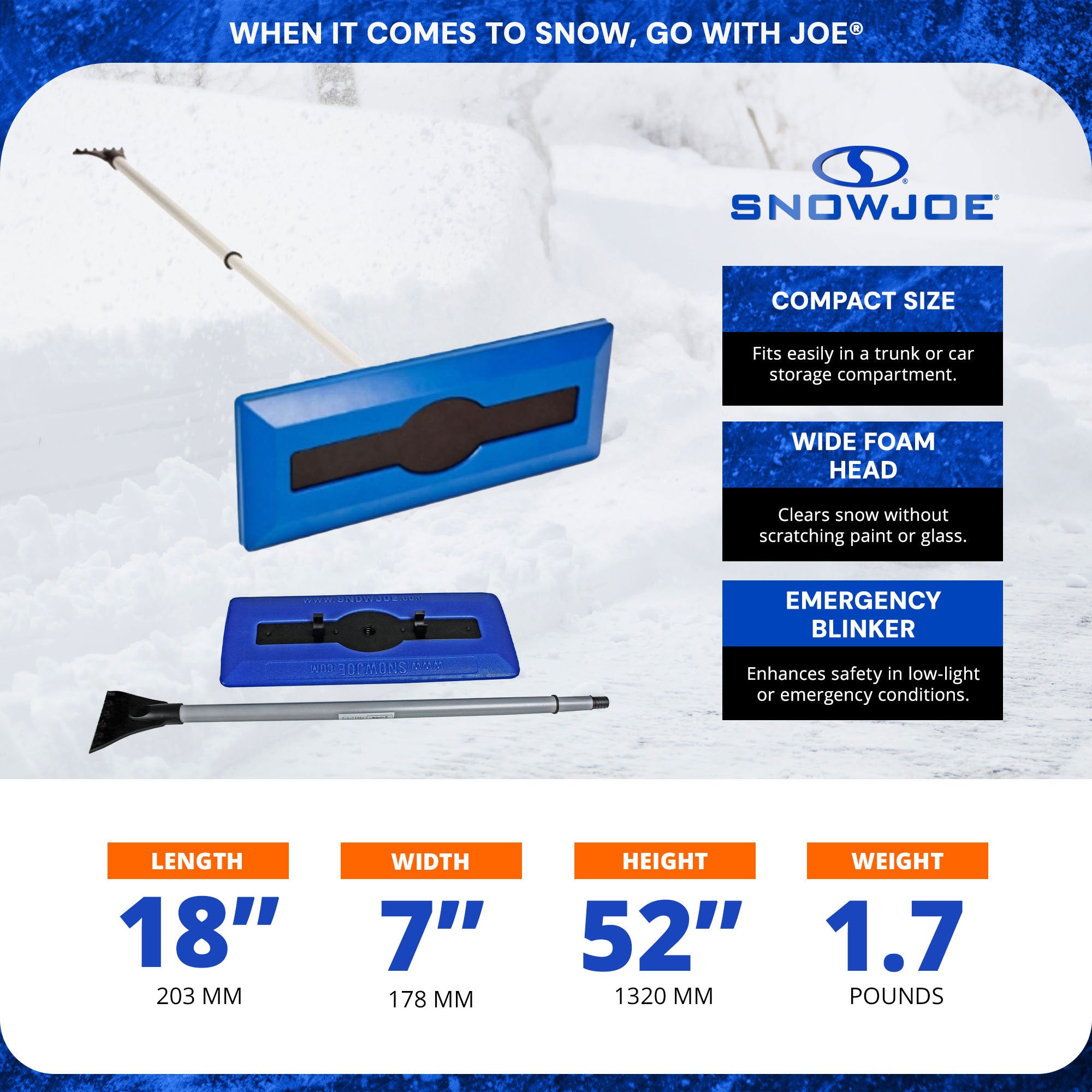 Snow Joe 6 Pack Windshield Ice Scraper, Car Window Snow Removal Broom for Winter