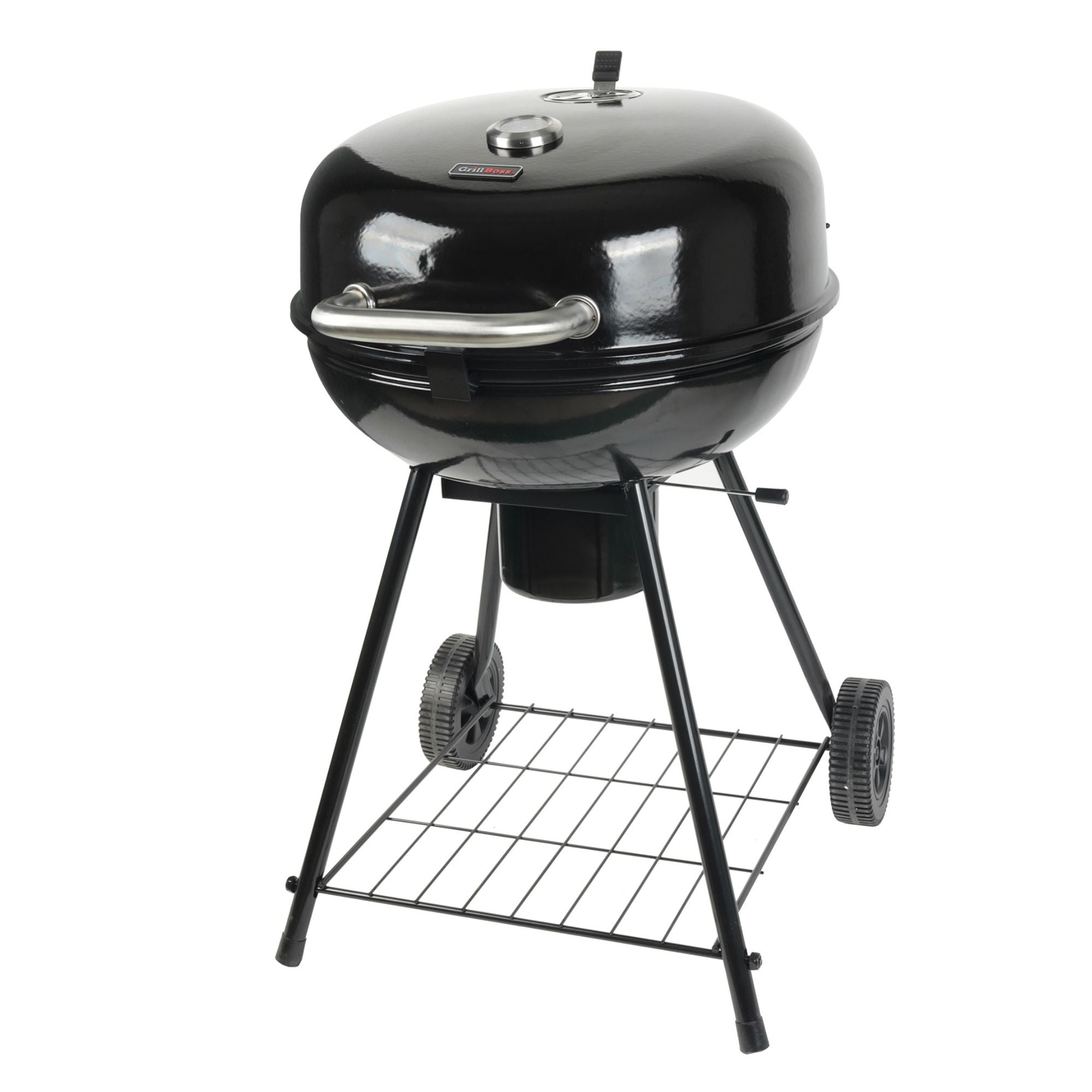 Grill Boss 22" Kettle Charcoal Grill, Porcelain Lid, Large Cooking Area, Black