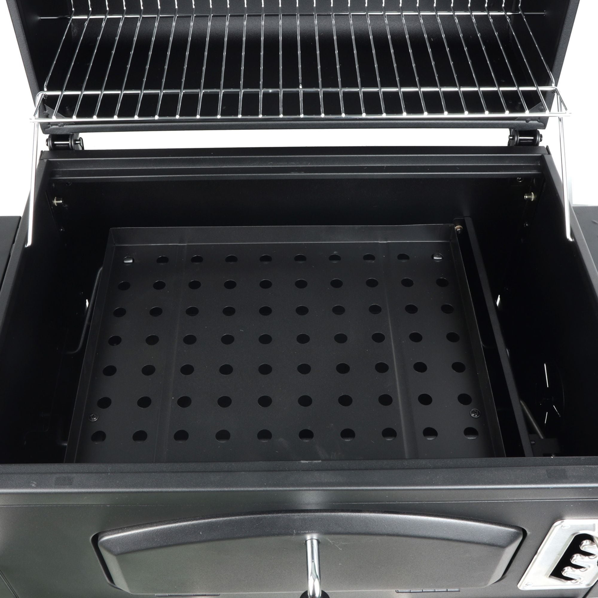 Grill Boss 24 Inch Charcoal BBQ Grill, Side Shelves, Built In Thermometer, Black - VMInnovations