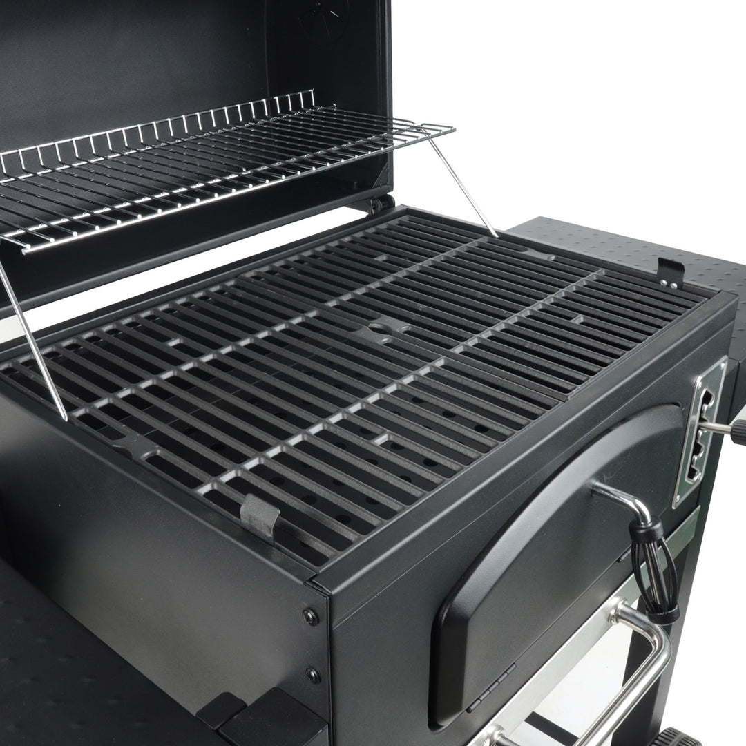 Grill Boss 24 Inch Charcoal BBQ Grill, Side Shelves, Built In Thermometer, Black