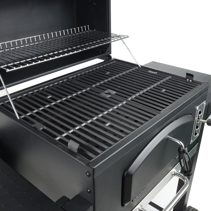 Grill Boss 24 Inch Charcoal BBQ Grill, Side Shelves, Built In Thermometer, Black