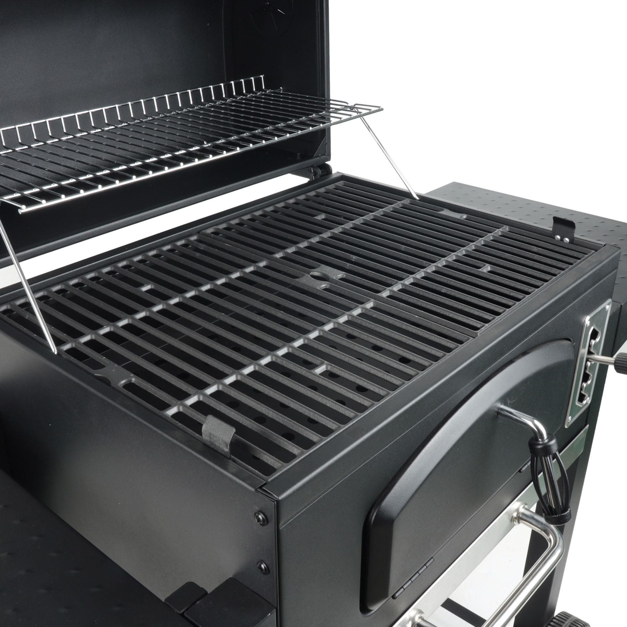 Grill Boss 24 Inch Charcoal BBQ Grill, Side Shelves, Built In Thermometer, Black - VMInnovations